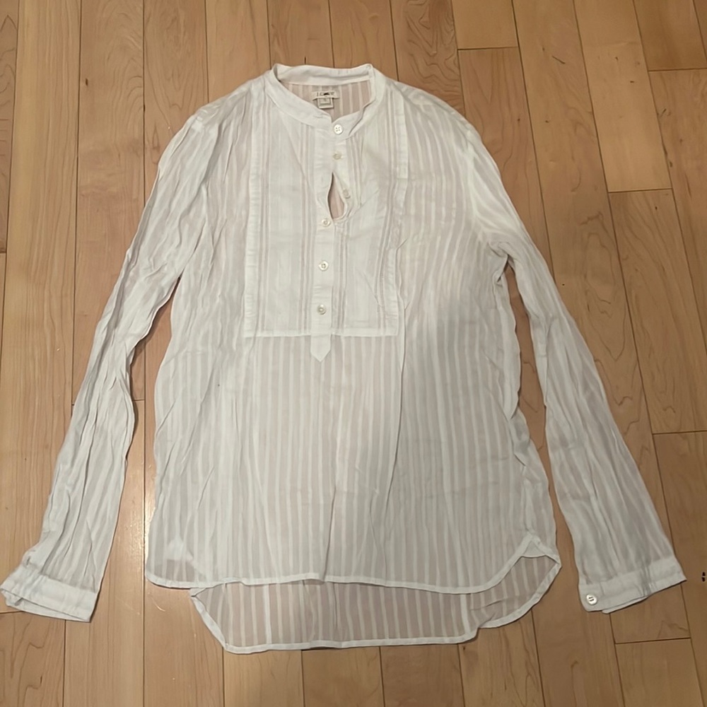 J Crew Small White Sheer Blouse with Buttons